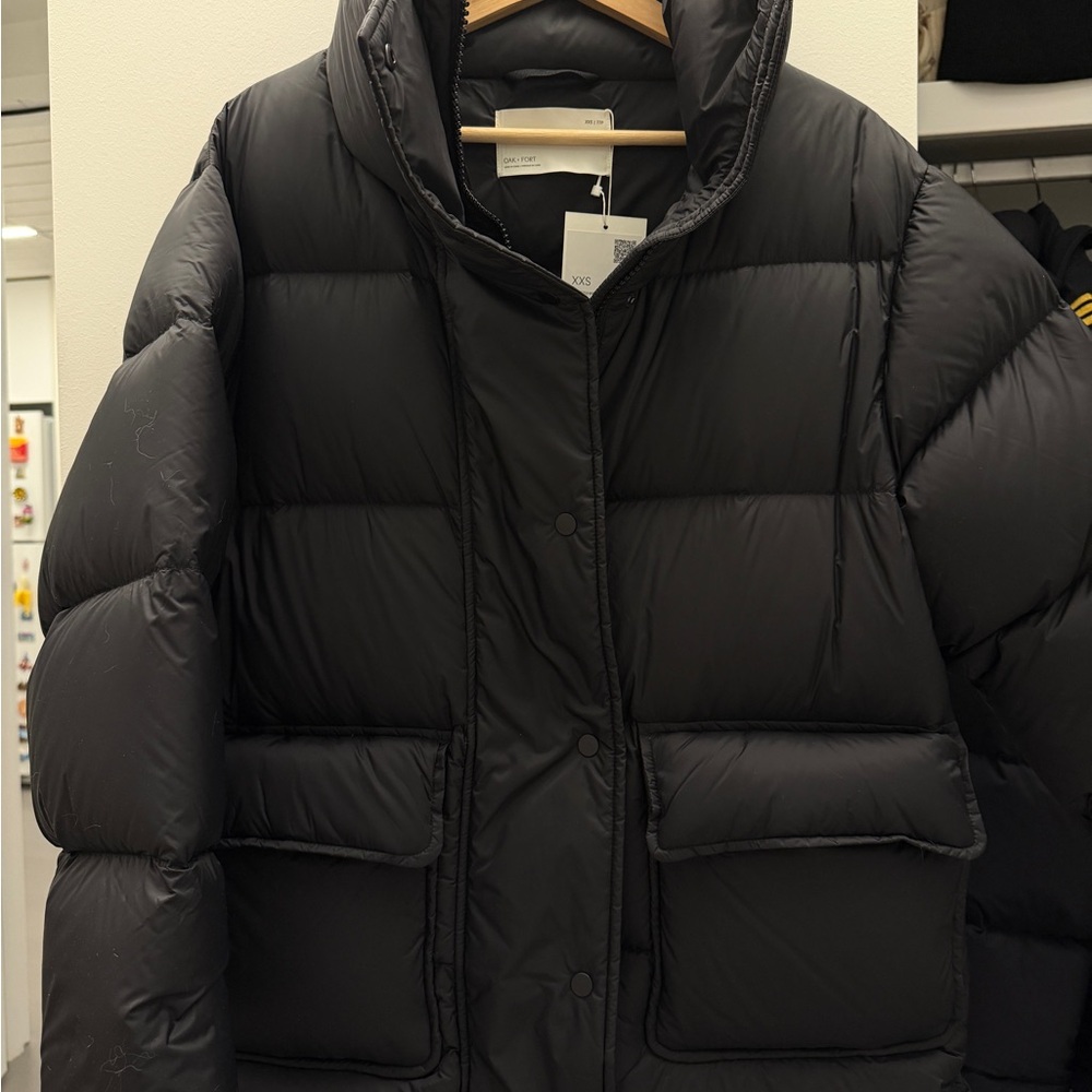 Oak+Fort Black Oversized Puffer Jacket